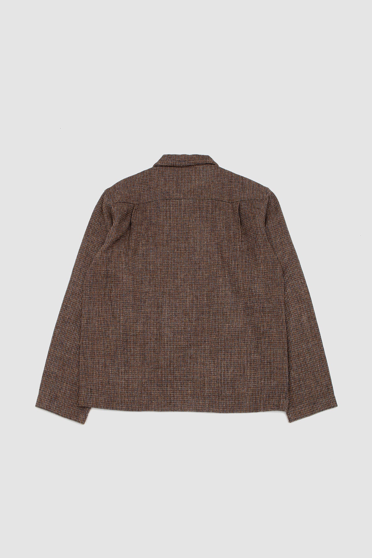 Zip OS Shirt Harris Tweed Plaid Brown_4