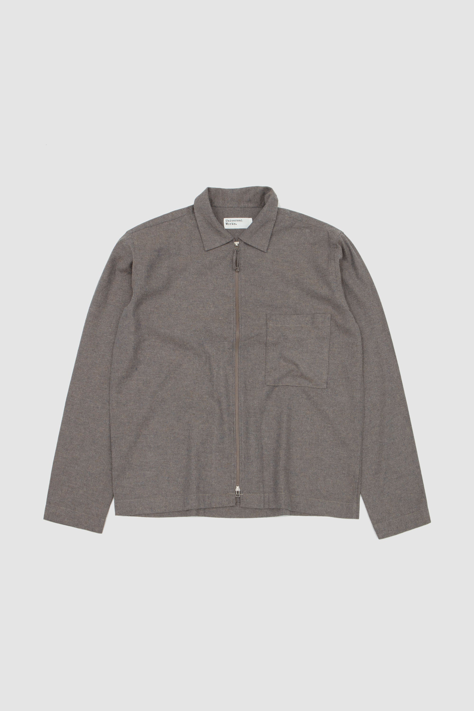 Zip Shirt Brushed Flannel Brown_1