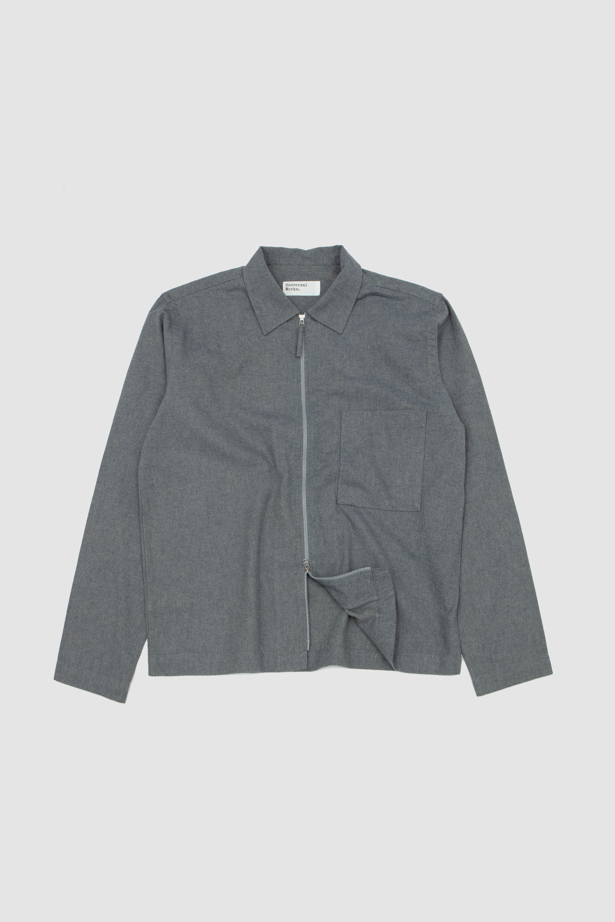 Zip Shirt Brushed Flannel Navy