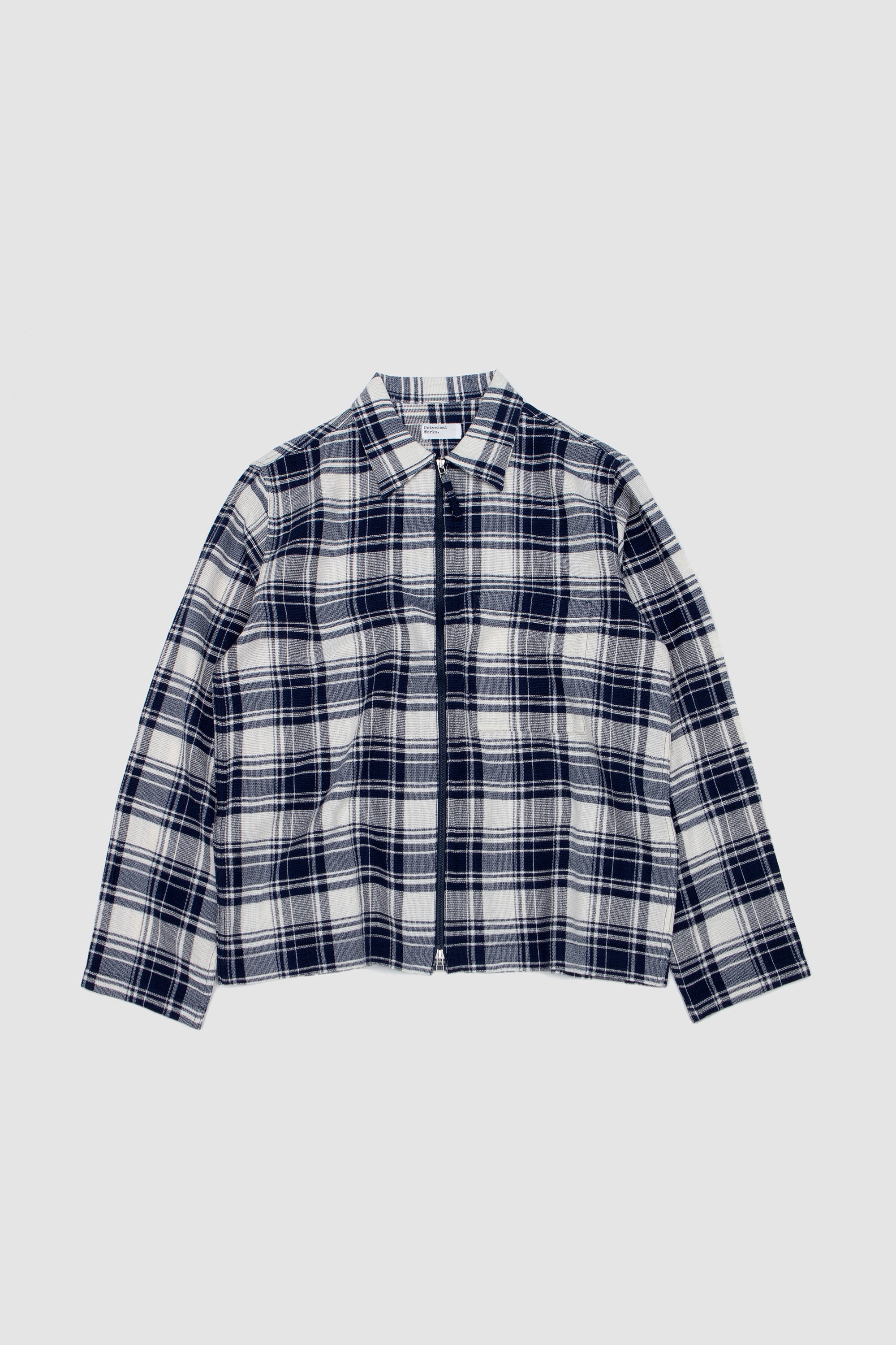 Zip Shirt Textuted Plaid Navy