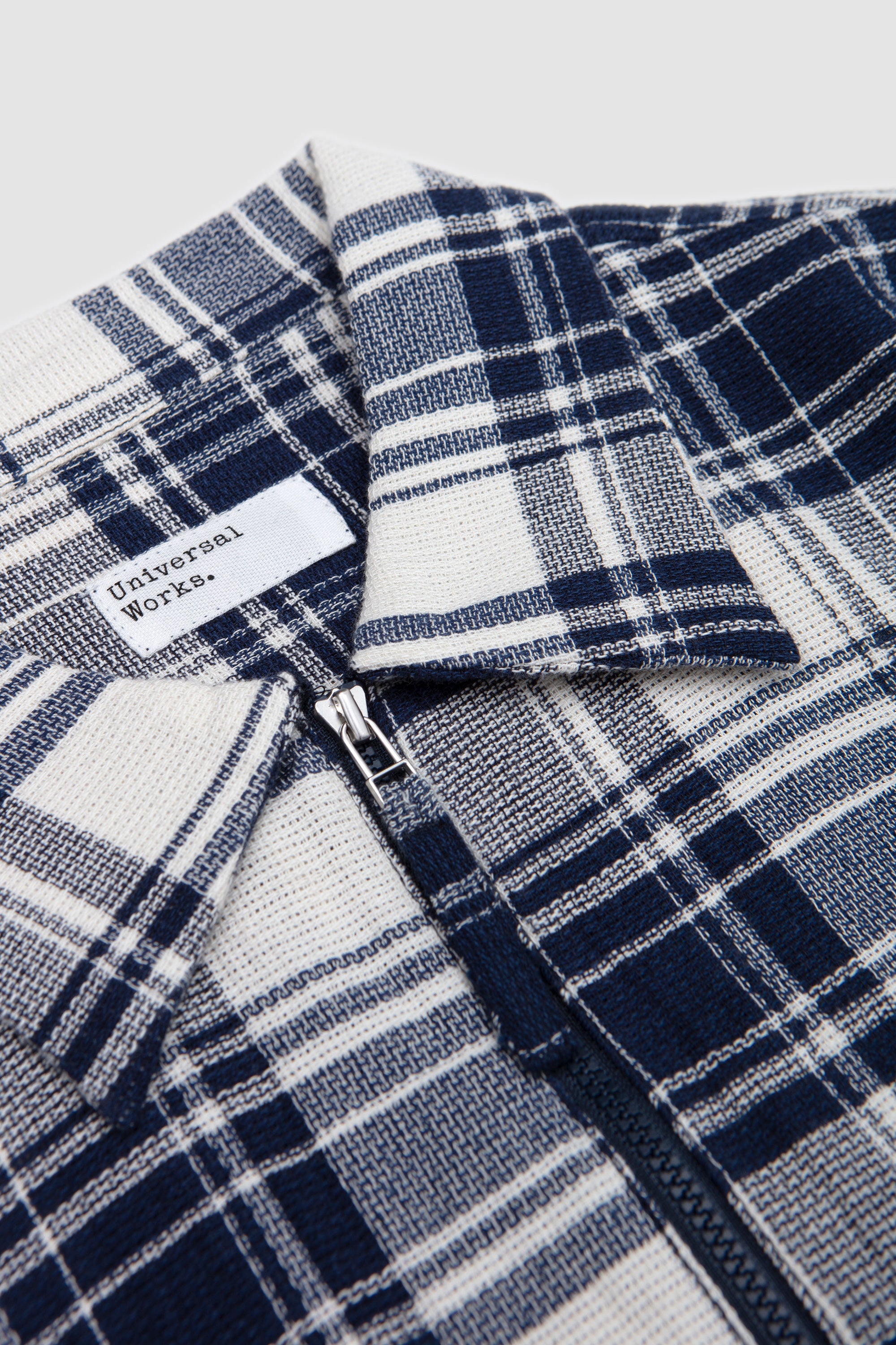 Zip Shirt Textuted Plaid Navy_2