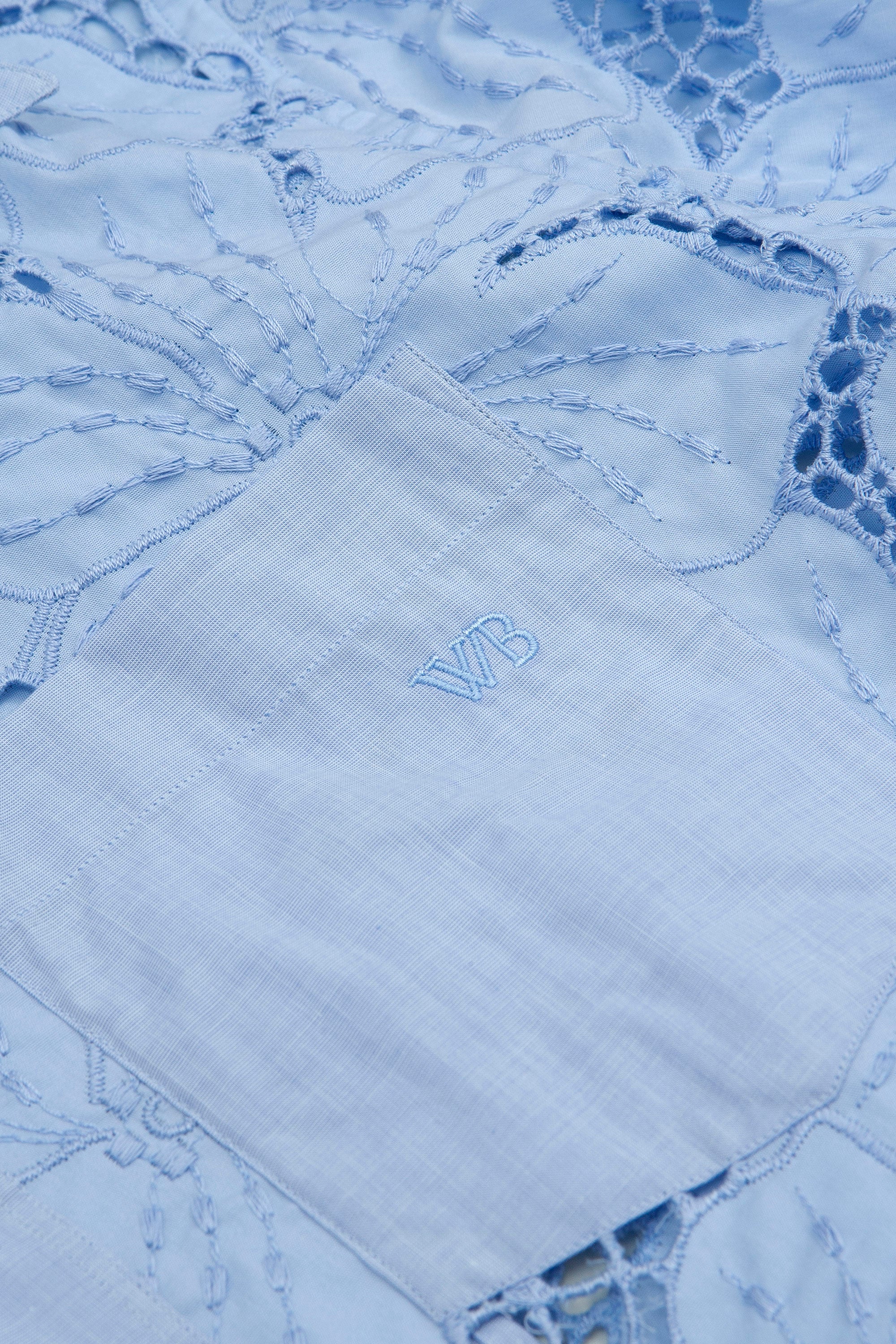 Highlife Bowling Shirt Light Blue Floral Lace