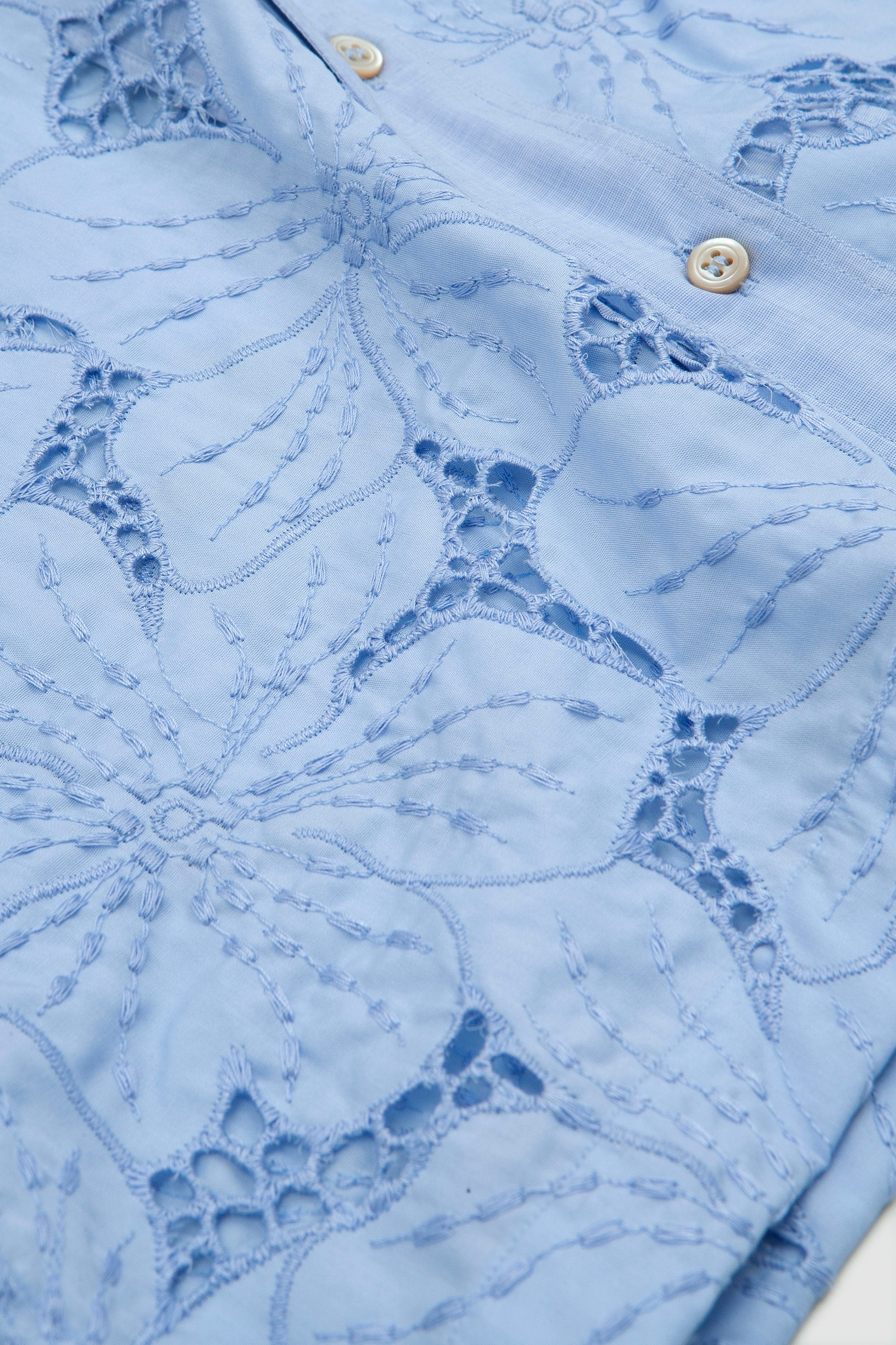 Highlife Bowling Shirt Light Blue Floral Lace