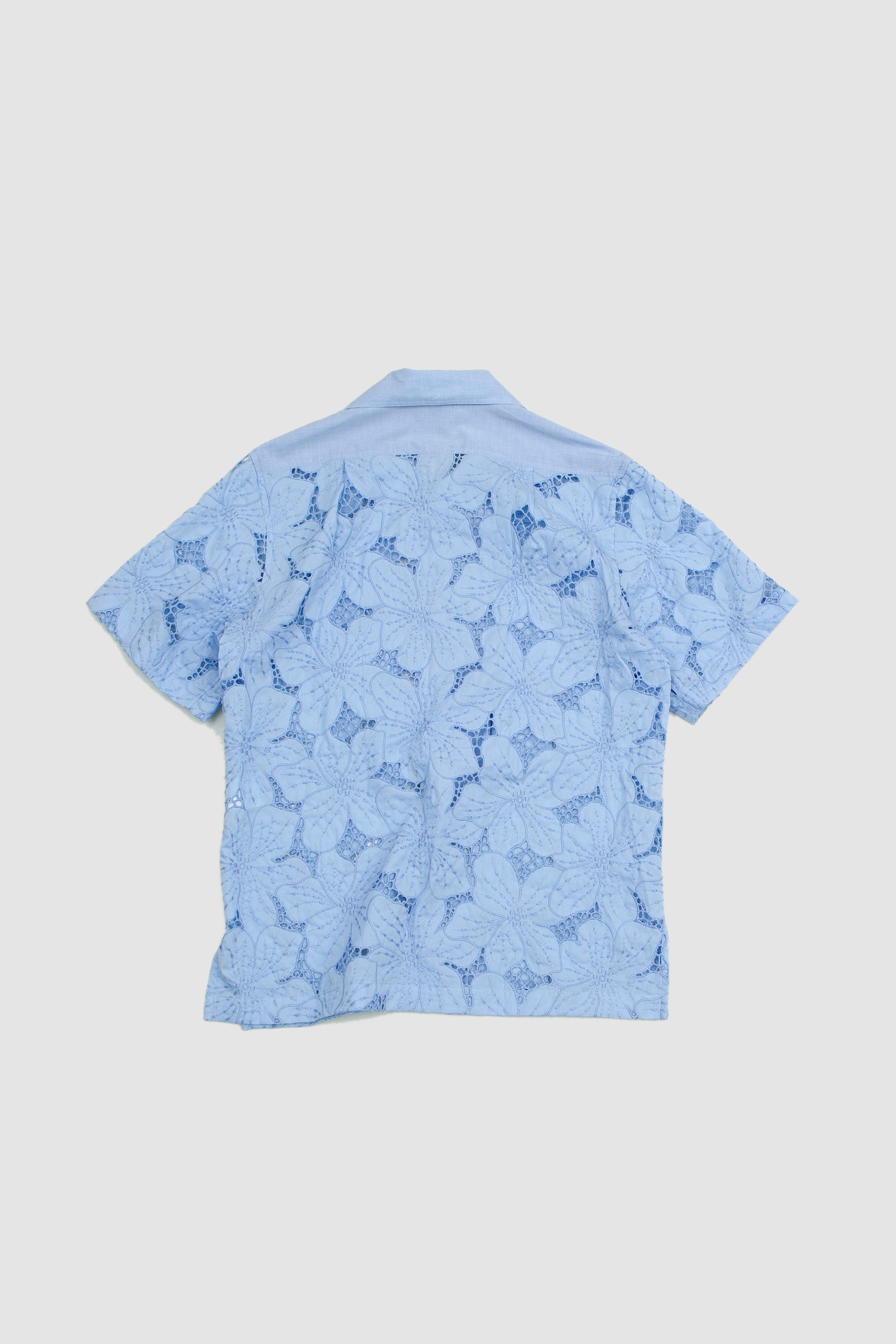 Highlife Bowling Shirt Light Blue Floral Lace_4