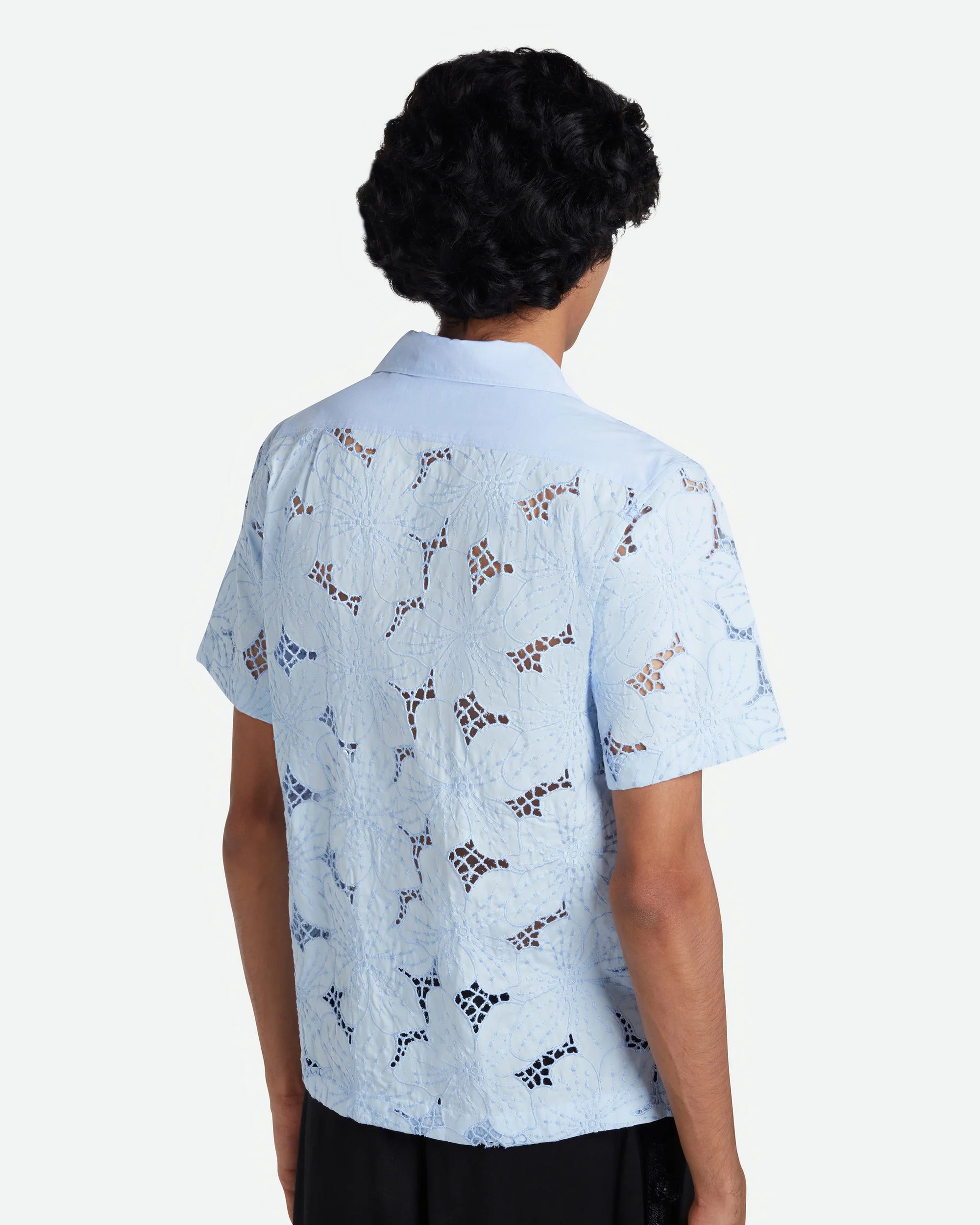 Highlife Bowling Shirt Light Blue Floral Lace_7