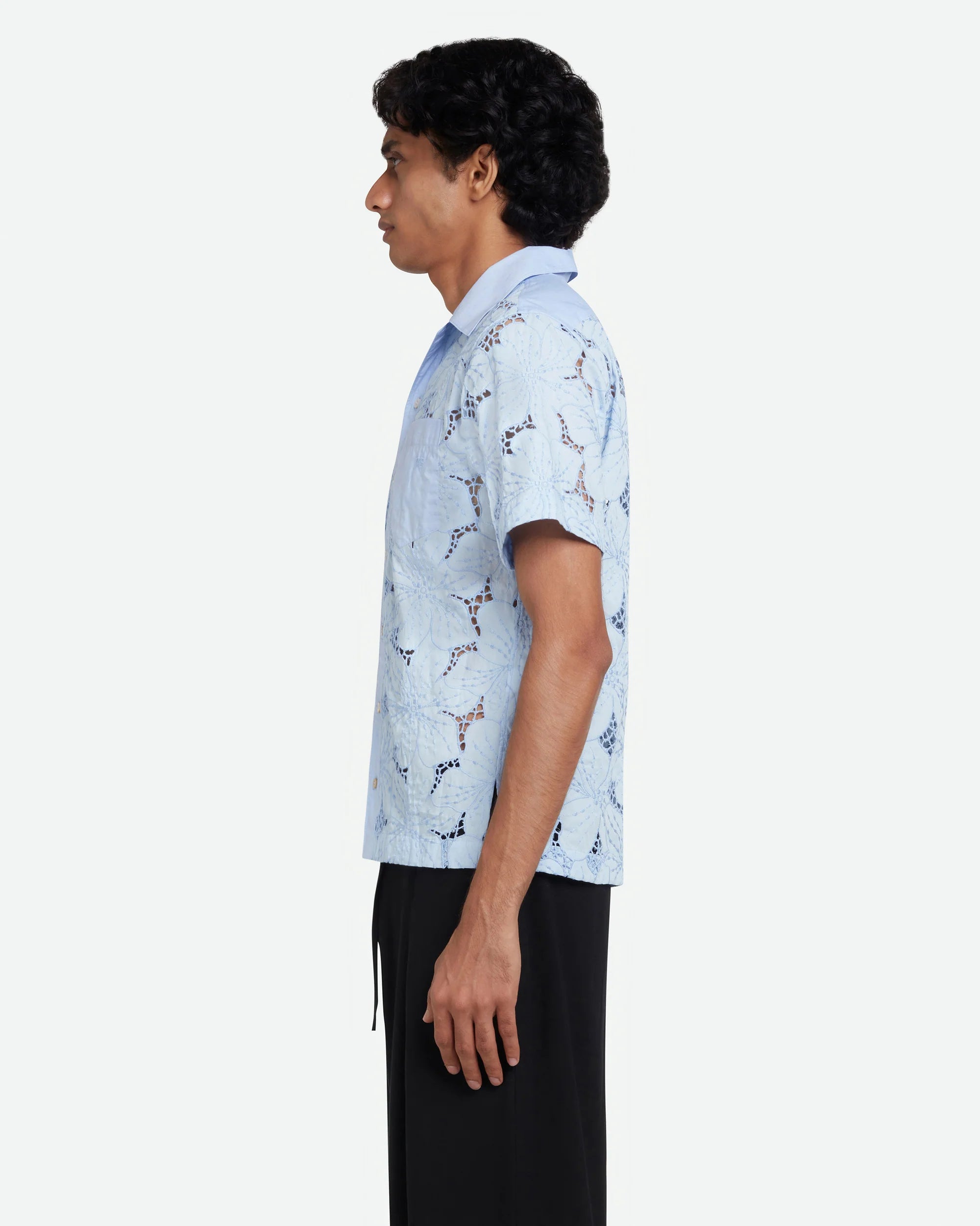 Highlife Bowling Shirt Light Blue Floral Lace_6