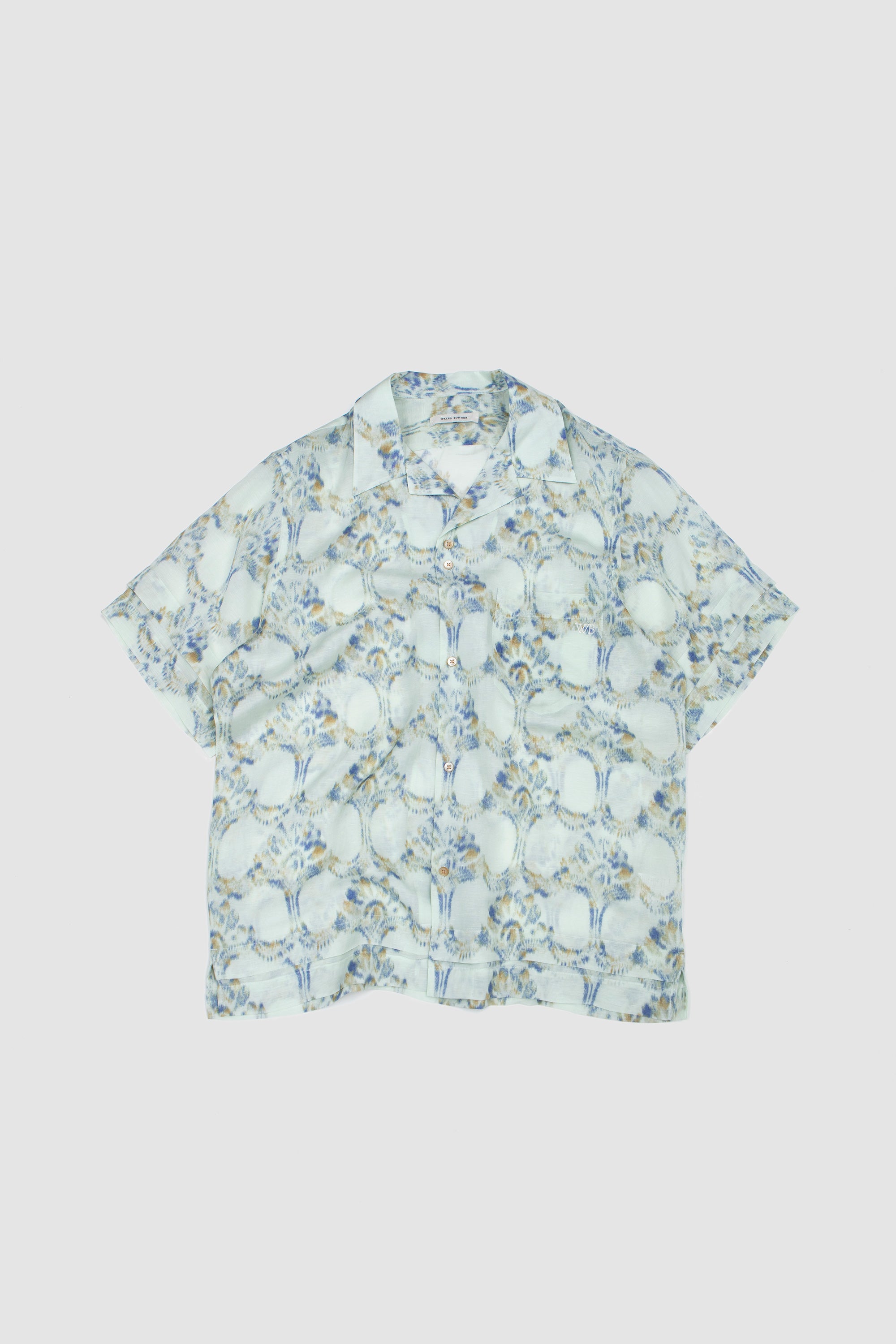 Lotus Bowling Shirt Pale Teal/ Olive/ Lavender