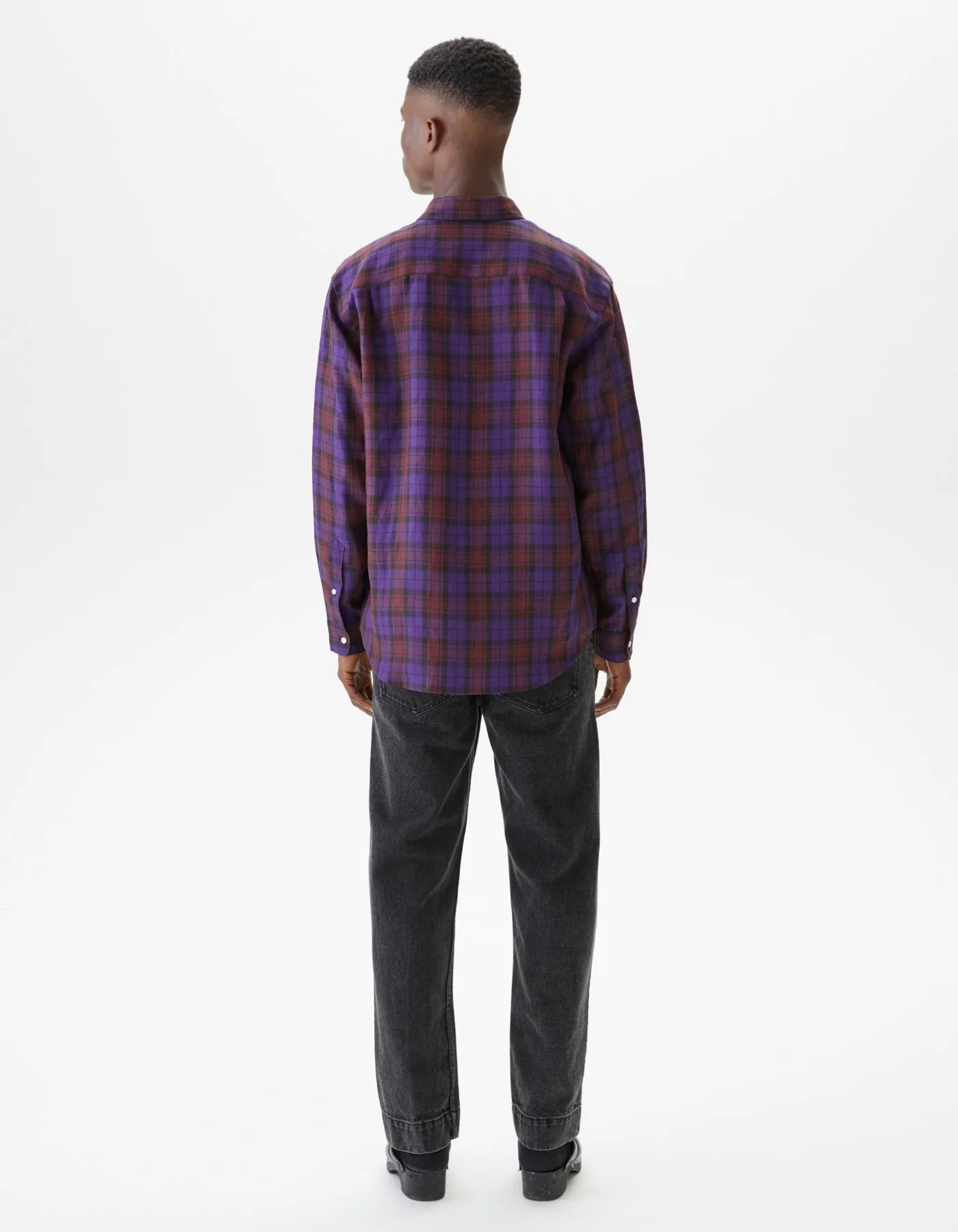 Shirt Non-Binary Linen Purple Check_2