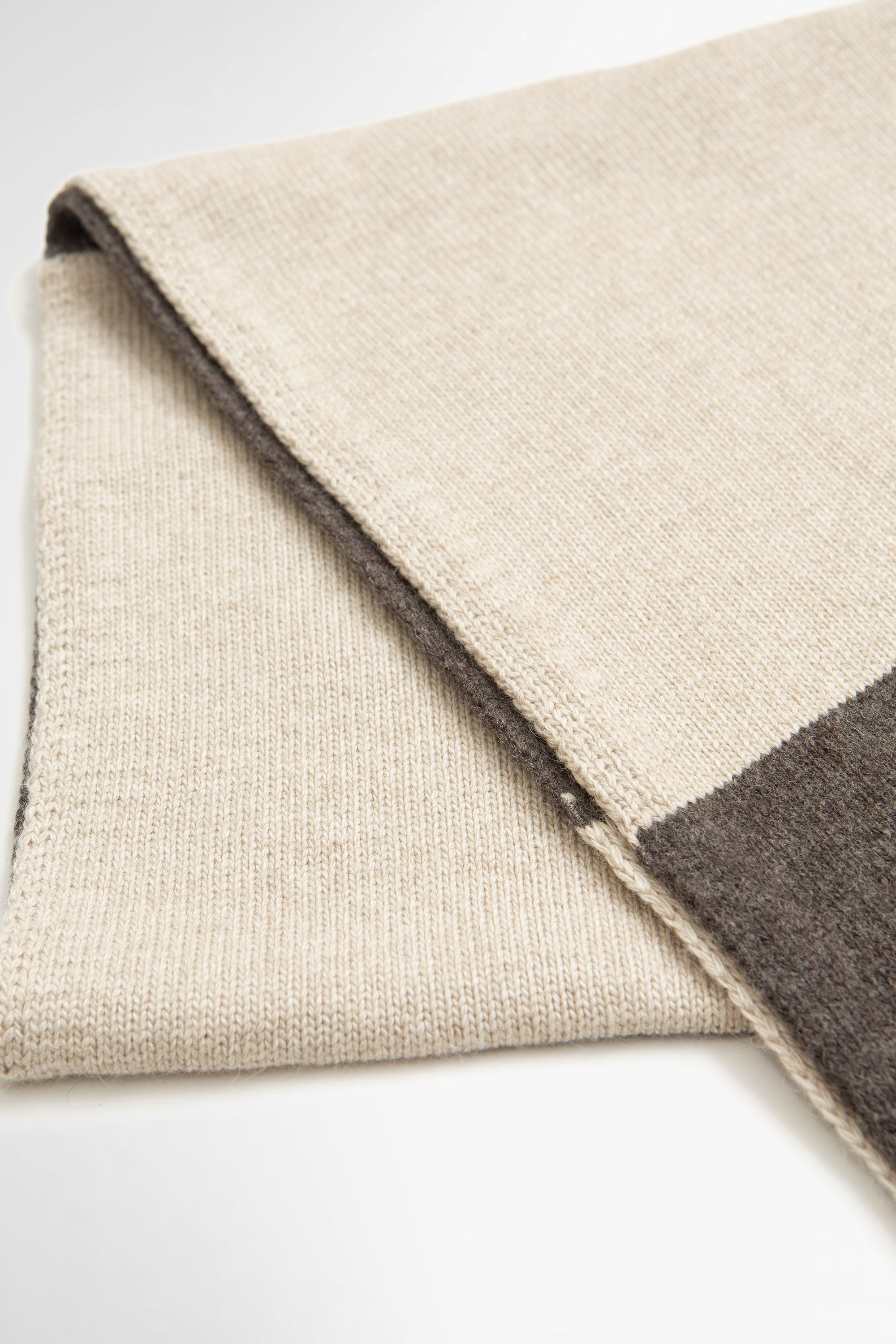 Wool Cashmere Stripe Scarf Stone/Grey