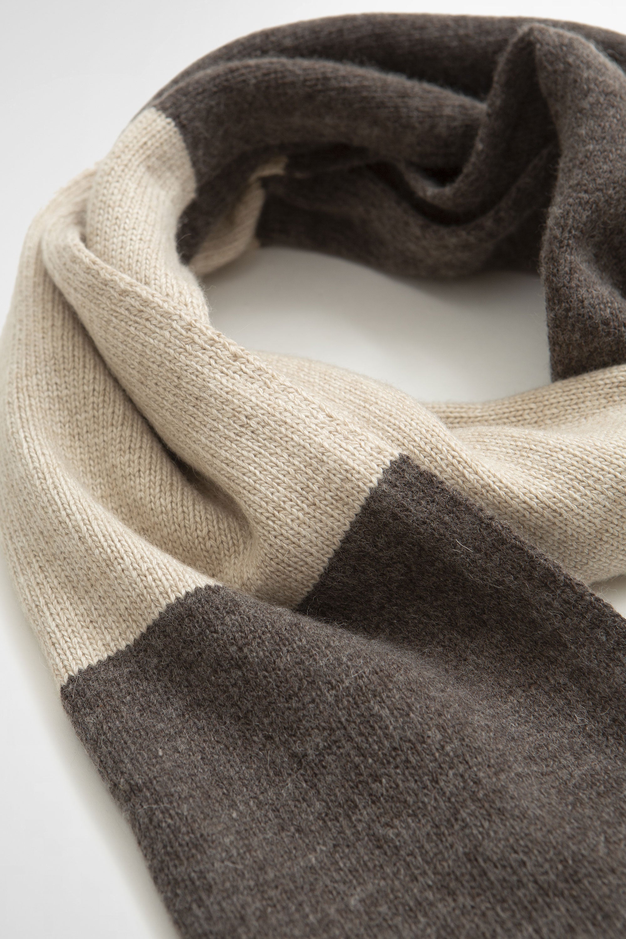 Wool Cashmere Stripe Scarf Stone/Grey_5
