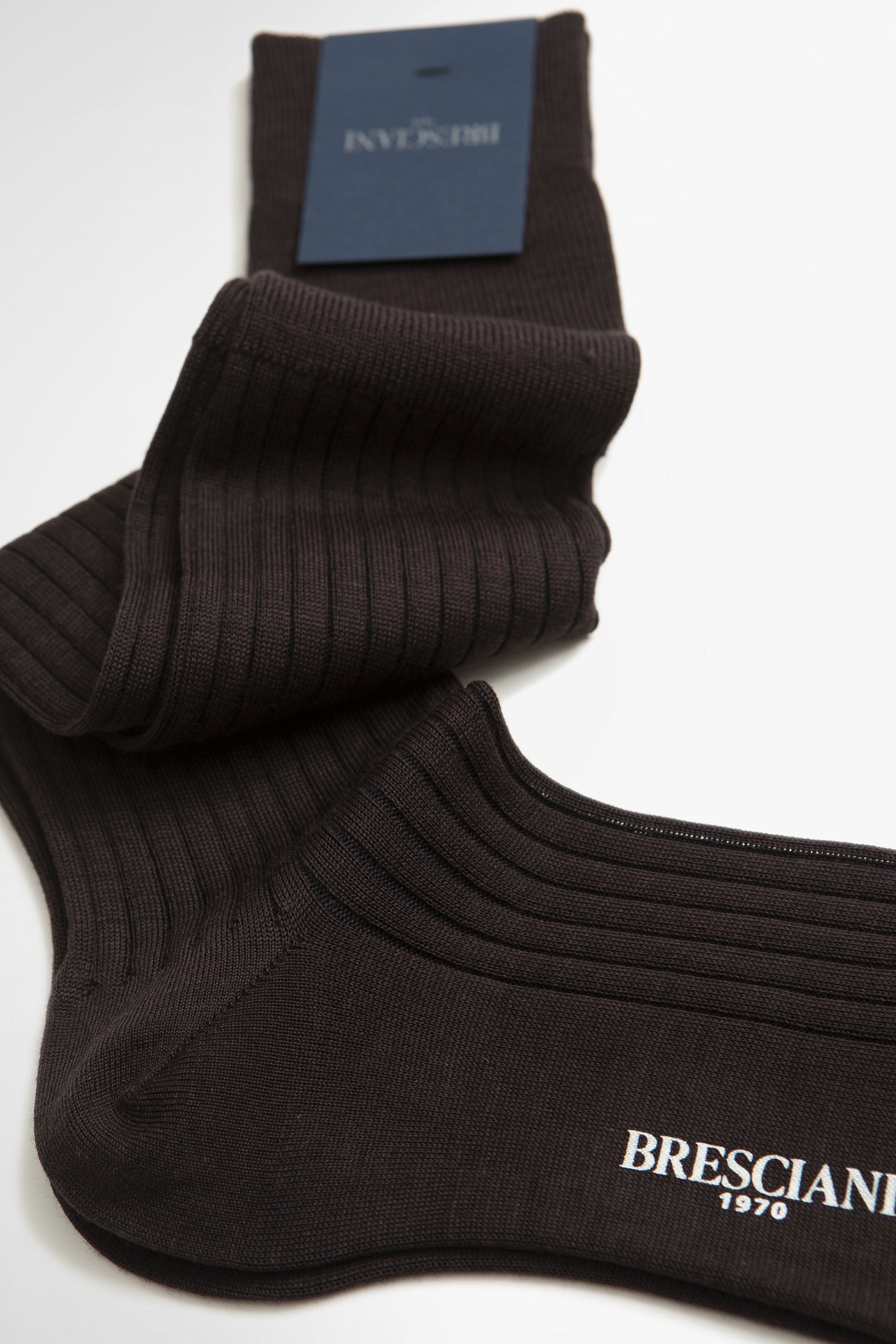 Wool/Cotton Blend Long Socks Caffe/Blue_2